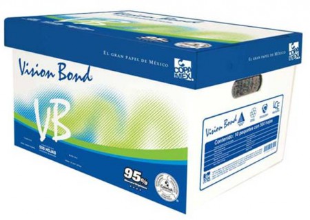 Caja de papel bond con 10 paquetes de 500 hojas c/u (VITALBOND) blancura 95% 75grs 